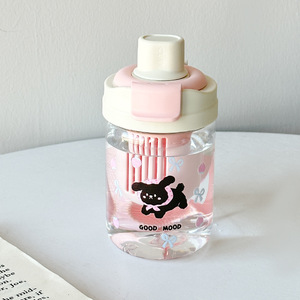 Taza de pajita doble bonita de diseño moderno, taza de agua portátil de alto nivel de apariencia para estudiantes de 600ml de capacidad para viajes - Product Image 2