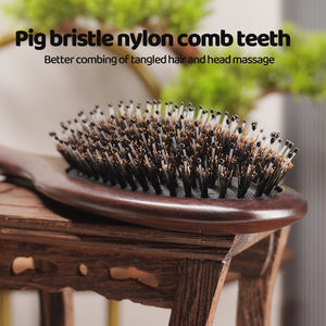 Meridian Massage gerät Hochwertige Haar Holz bürste mit Wildschwein borsten Schwarz Sandelholz Dicker Zahn Massage kamm Luxus - Product Image 4