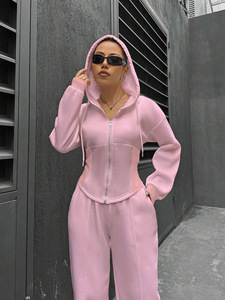 Ensemble sweat-shirt et pantalon pour femme OEM, coupe slim, printemps-automne, tenue décontractée streetwear, logo par transfert thermique - Product Image 6