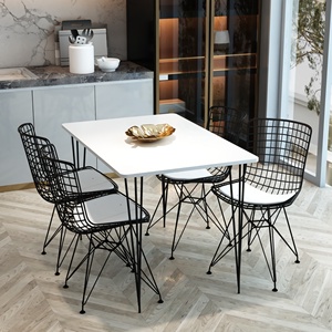 Ensemble de table de cuisine et de jardin moderne et facile à assembler avec pieds en métal pour la maison, l'entrée, la villa ou l'hôtel, fait à la main en Turquie - Product Image 2