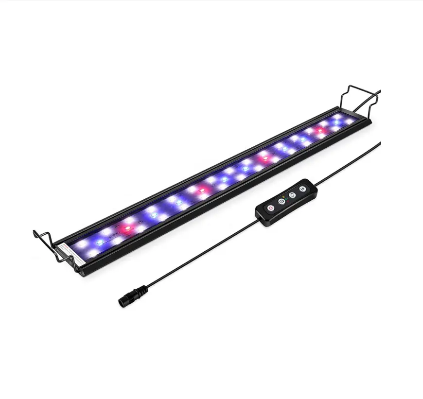 Kingtale Pet Fornecedor Tanque Plantado de água doce Construir em Timer Sunrise Sunset Extensível 7 Cores LED Aquarium Light