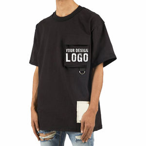 T-shirt pour homme en coton lourd personnalisé avec logo, taille plus, mode streetwear, grande poche, manches courtes, t-shirts pour homme - Product Image 2