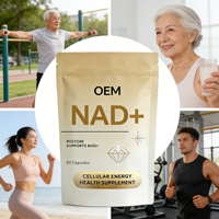 Compléments en capsules OEM NAD+ nicotinamide nucleoside beauté et antioxydant, 60 capsules/flacon, personnalisables pour la santé, qualité alimentaire