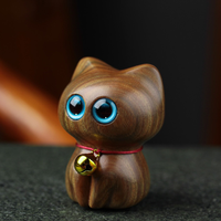 Artisanat en bois, design unique et mignon, forme de chat de dessin animé, ornement de bureau pour anniversaire, remise de diplôme, maison ou bureau, bois africain