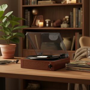 Tocadiscos de vinilo accionado por correa, 3 velocidades, con salida RCA, altavoces estéreo para discos de 7, 10 y 12 pulgadas - Product Image 2