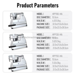 Máquina Manual para Hacer Hamburguesas de Acero Inoxidable Yunqingtech, Máquina Comercial para Formar Hamburguesas - Product Image 2