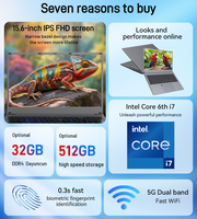 Laptop Empresarial Nueva de 6.ª Generación Intel I7 6600U, 15.6 Pulgadas, Carcasa de Plástico, 8 GB de RAM, 128 GB de SSD, Windows 10/11, Precio de Fábrica al por Mayor