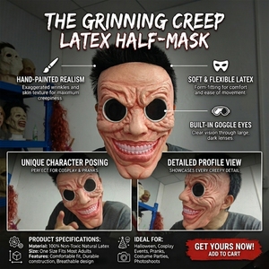 <span class=keywords><strong>Masque</strong></span> en latex Creepy Hollow Eye Smile, <span class=keywords><strong>masque</strong></span> d'horreur intégral effrayant pour Halloween, fête costumée, cosplay - Product Image 5