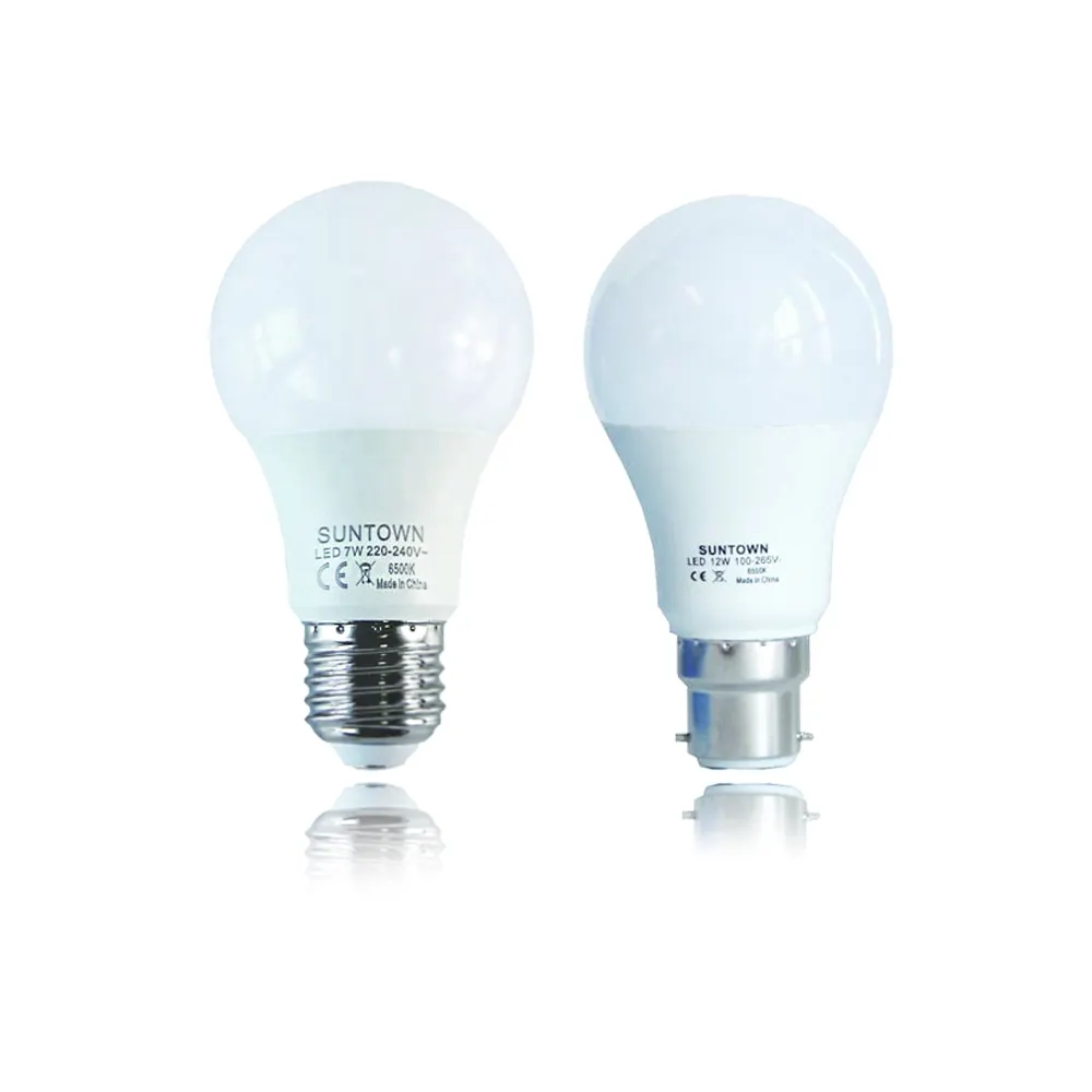 Suntown LED A bulb light good quality 100LM/W aluminum E27/B22 A60 5W 7W 9W 12W 15W 18W lamp