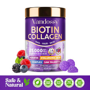 Suplemento de belleza vegana Premium, gomitas de colágeno de biotina sin azúcar, crecimiento del cabello para adultos, elasticidad de la piel, Fuerza de las uñas, 60 unidades, 2 - Product Image 2