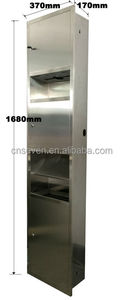 Distributeur de serviettes en <span class=keywords><strong>papier</strong></span> et sèche-mains automatique 3-en-1 en acier inoxydable 304 à installation encastrée, écologique, à chauffage rapide et avec capteur - Product Image 2