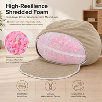 OTAUTAU Fauteuil pouf en velours côtelé avec rembourrage, ottoman, grand pouf, sac de relaxation, siège d'angle au sol DD005