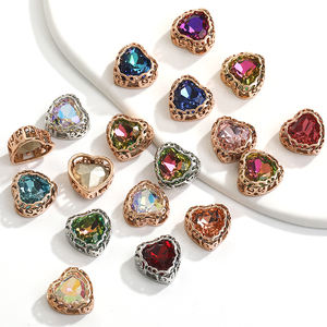 Xichuan เข็มกลัดทองคำสีขาวรูปหัวใจ10มม.,พลอยเทียมประดับคริสตัลแก้ว K9ด้านหลังเรียบเย็บแบบ Openwork <span class=keywords><strong>Strass</strong></span> - Product Image 4