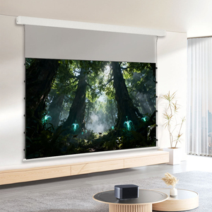 Pantalla de Proyección Eléctrica de Aleación de Aluminio 16:9, Pantalla de Proyección Motorizada Blanca Mate con Control Remoto, Película Electrónica - Product Image 1