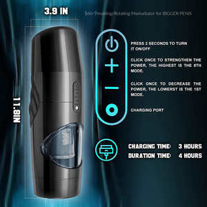 自動推進回転式男性用オナホールカップバイブレーターポケットプッシー膣大人用セックストイ男性用マスターベーション - Product Image 4