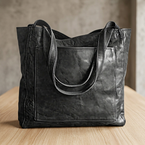 Black Genuine Leather Luxury Waterproof Portable Clutch Zipper Closure Anti-Theft Cross-Body Strap Lightweight Design Handbag - Product Image 5