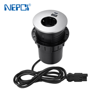 Hub d'alimentation de bureau encastré avec charge rapide PD double Type C 65W, prise de table 16A 250V et prise de fond supplémentaire
