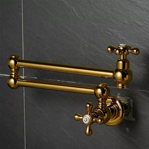Robinets d'évier de cuisine muraux pivotants en laiton <span class=keywords><strong>doré</strong></span> robinet de remplissage de Pot de cuisine à double poignée à trou unique - Product Image 4