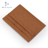 Dompet Kartu Kulit Asli Wanita Model Vintage Logo Kustom, Tempat Kartu Kredit Kulit Sapi Asli untuk Pria