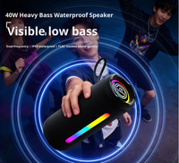 Subwoofer pour enceinte 5.3, 40W, éclairage LED RGB, grand volume, TWS interconnecté, étanche, pour voiture et extérieur, double chambre sonore