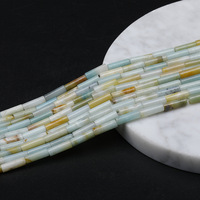 Großhandel Natürliche Amazonit Grüne Blumen Zylindrische Röhrenförmige Rechteckige Lose Perlen 4*13mm Runde Röhrenperlen für Schmuck