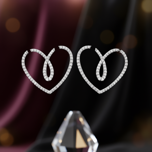 E3223 Orecchini con diamanti in oro bianco con taglio a cuore, stile romantico da donna, gioielli raffinati con diamanti naturali - Product Image 2