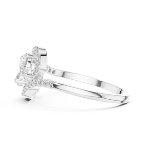 Premium 14k White Gold Engagement Ring Featuring <b>Twin</b> Stones With Unique Style For Elegant Occasions From India - Product Image 6