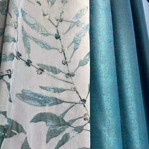 Rèm Cửa Phong Cách Hoa Sen Mới Trung Quốc Đơn Giản Vải Polyester Họa Tiết Hoa Sen Dòng Màu Xanh Lá Thiết Kế Mới 2022 - Product Image 4