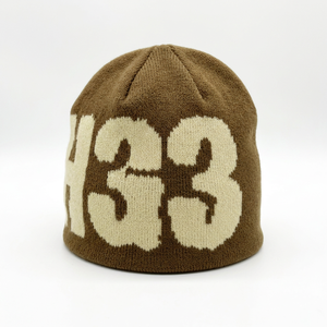 Bonnet d'hiver unisexe pour l'extérieur en jacquard acrylique personnalisé avec logo brodé Bonnets en coton avec impression de personnages de dessins animés - Product Image 1