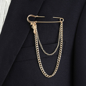 Grande Épingle de Sûreté Hip Hop pour Homme Tendance Mode Chaîne de Poitrine Broche Plaqué Argent Fiançailles de Mariage Célébrité d'Internet Exagérée - Product Image 1