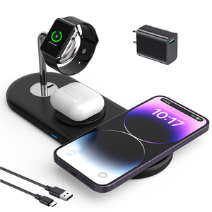 Estación de carga inalámbrica 3 en 1, estación de carga para <span class=keywords><strong>iphone</strong></span>, Airpods, <span class=keywords><strong>cargador</strong></span> inalámbrico para reloj inteligente, los más vendidos - Product Image 1