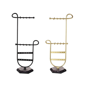 New Design Metal Jewelry Holder Fashion Necklace Bracelet <b>Earrings</b> Storage Rack Jewelry Stand Display With Marbledfinish Base - Product Image 3