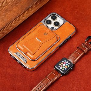 Custodia di Lusso Premium in TPU+PU con Supporto per <span class=keywords><strong>iPhone</strong></span> <span class=keywords><strong>14</strong></span>/15/16/17, Design Magnetico Business, Antiurto, Porta Carte e Protezione Fotocamera - Product Image 2