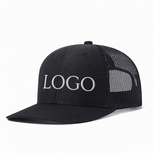 หมวกแก๊ปตาข่ายสีดำแบบ Snapback ปักโลโก้ตามสั่ง ปีกแบน สำหรับโปรโมทแบรนด์กลางแจ้ง - Product Image 1
