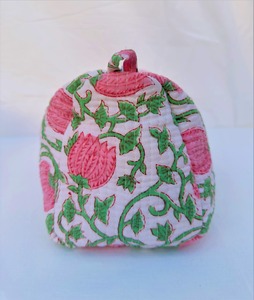 Quilted Cotton Block Print Wash <b>Bag</b> Handmade Embroidered Cosmetic Toiletry Travel Pouch For Women - Product Image 3