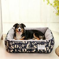 Lit pour animaux de compagnie carré à bords surélevés, pliable, avec housse amovible, lavable en machine, en fibre écologique, pour chiens et chats, toutes saisons