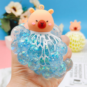 2025 Colorful Doll Decorations TPR Stress <b>Ball</b> Stress Relief Rubber <b>Squeeze</b> Grape Shape Mesh Trending Stress <b>Ball</b> - Product Image 1