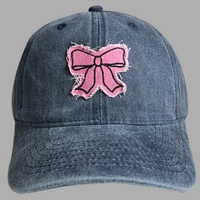 Gorra de Béisbol de Mezclilla con Parche Bordado de Lazo, Estilo Casual Deportivo, Personalizable con Logotipo, Vintage, Retro, de Algodón Lavado, Ajustable