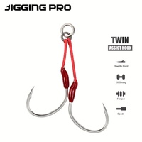 Hameçon double Kona Fishing Micro Clamp Assist, tailles 1/0-4.0, accessoires pour la pêche en eau salée, acier haute teneur en carbone, ligne PE