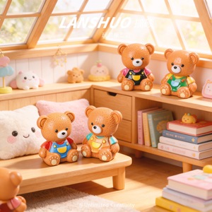 Oso de Peluche Sentado, Decoración en Miniatura, Adorno de Resina Plástica para Escritorio, Decoración de Dormitorio, Paquete de Varias Piezas - Product Image 3