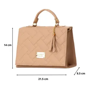 Bolso cruzado de piel sintética acolchada Fana Bonita con cierre de cremallera y borlas para mujer, uso diario, estilo veraniego - Product Image 4