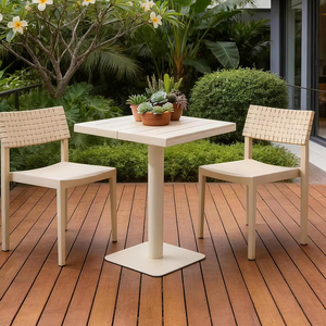 Wholesale Furniture Metal Outdoor Patio Dinner <strong>Table</strong> <strong>Set</strong> Modern Cafe Shop Restaurant Small <strong>White</strong> 2 Seater Square <strong>Dining</strong> <strong>Table</strong> - Product Image 2