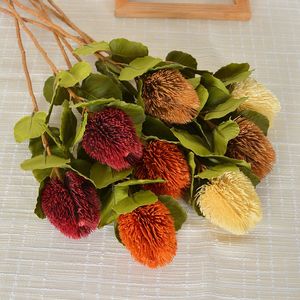 Fleurs artificielles en bois de banian, branche unique, soie plastique, toucher naturel, décoration de mariage - Product Image 1