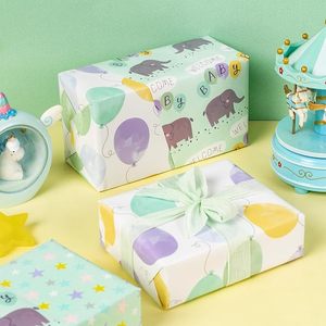 Rollo de Papel de Regalo Impermeable y Reciclable con Estampado de Elefantes, para Baby Shower, Regalo de Bienvenida para Bebés Recién Nacidos - Product Image 4