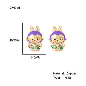 Новые серьги-гвоздики NYH с позолотой 18 карат, разноцветные, с подвесками в виде капли масла, милые, для девочек и детей - Product Image 6