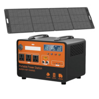 Alimentation d'urgence 1000W - Batterie externe portable 1800Wh Lithium-Ion à onde sinusoïdale pure avec télécommande, panneau solaire et onduleur de voiture