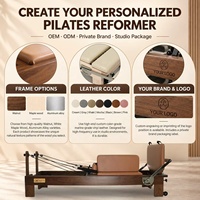 Queenlife Premium Maßgefertigte Lederfarbe 5 Federwiderstandssystem Yoga Trainingsbett Walnussholz Reformer Pilates Gerät