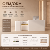 Comptoir de réception moderne et minimaliste en MDF sur mesure avec éclairage LED pour salon de beauté, hall d'hôtel
