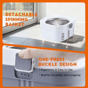 <span class=keywords><strong>Seau</strong></span> et <span class=keywords><strong>essoreur</strong></span> à vadrouille de luxe OKKiHOME avec 4 roues et 2 recharges en microfibre pour carrelage, bois et utilisation sous les meubles - Product Image 2