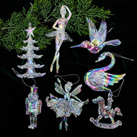 Nouveaux Pendentifs de Noël en Acrylique Coloré Flocon de Neige et Élan, Décorations de Fêtes Européennes-Américaines Personnalisables pour Fenêtre